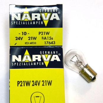 24V P21 W  BA15s  NARVA 17643  лампа накаливания