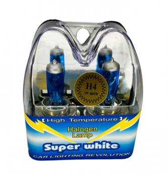 12V   H4  60/55W Super White БЕЛЫЙ СВЕТ (2 штуки) лампы галогеновые